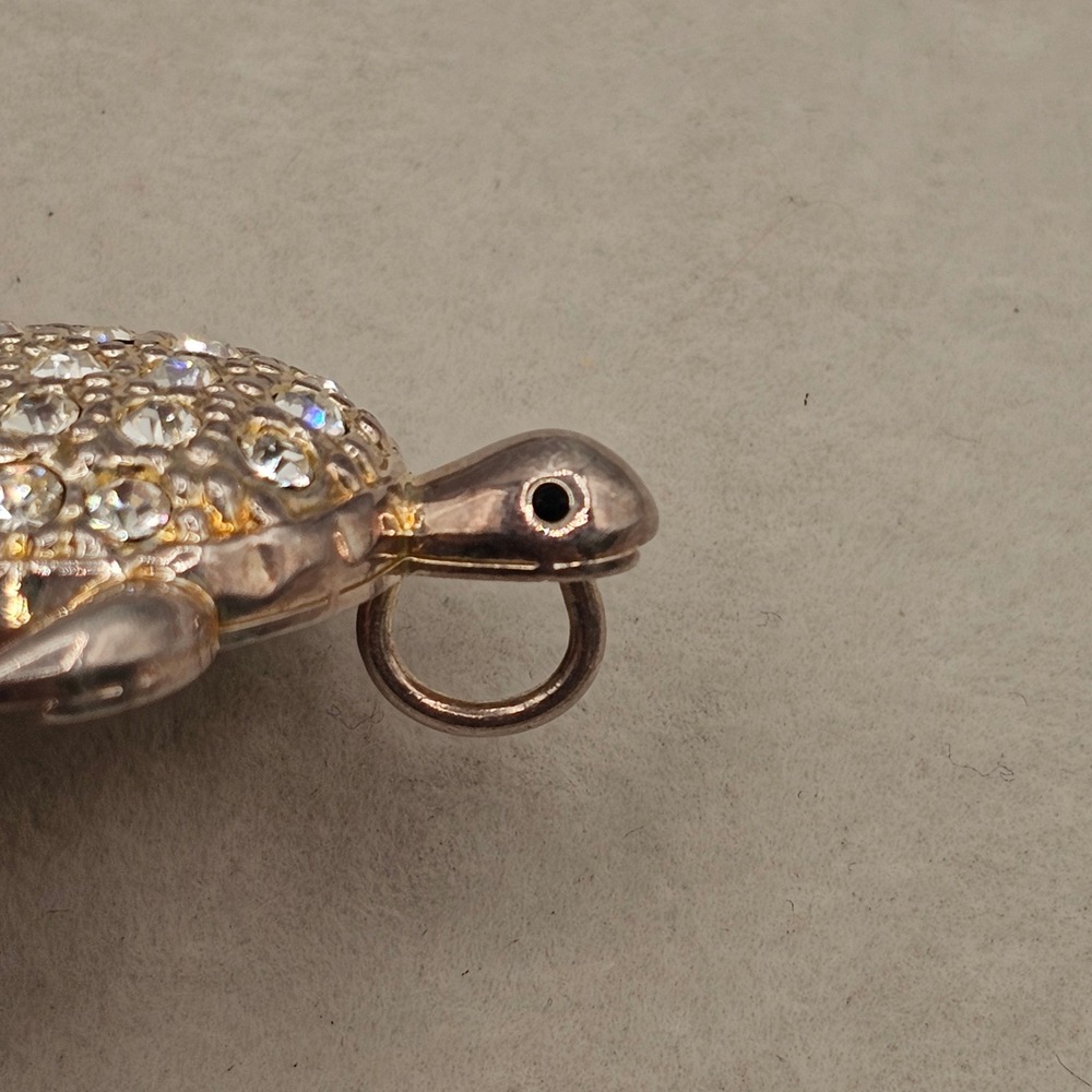 Vintage Rhinestone Turtle and Angel Fish Brooch Pin Set Gold Silver Tone Coastal - Picture 10 of 12